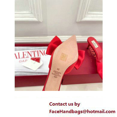 Valentino Heel 6cm Un Chateau Bow Mules Satin Red 2024