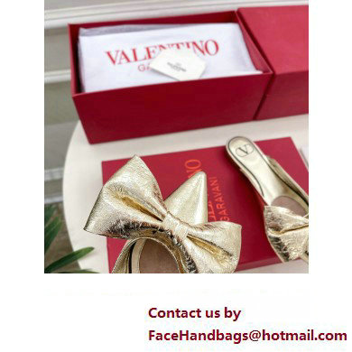 Valentino Un Chateau Bow Flat Mules Metallic Gold 2024