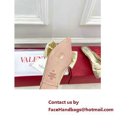 Valentino Un Chateau Bow Flat Mules Metallic Gold 2024