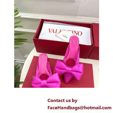 Valentino Un Chateau Bow Flat Mules Satin Fuchsia 2024