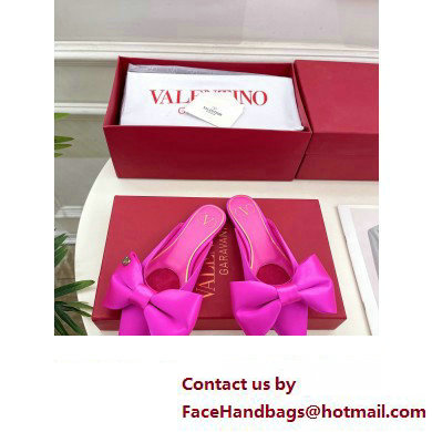 Valentino Un Chateau Bow Flat Mules Satin Fuchsia 2024