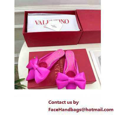 Valentino Un Chateau Bow Flat Mules Satin Fuchsia 2024