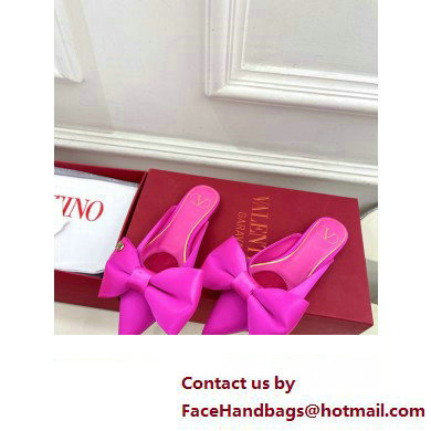 Valentino Un Chateau Bow Flat Mules Satin Fuchsia 2024