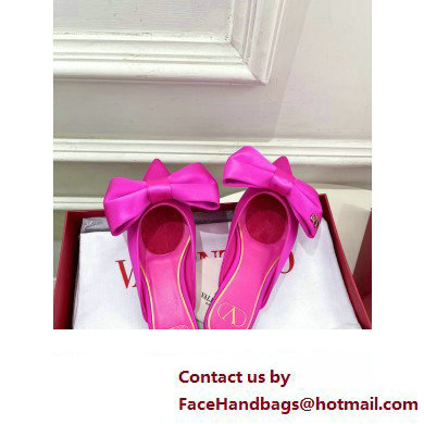 Valentino Un Chateau Bow Flat Mules Satin Fuchsia 2024