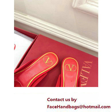 Valentino Un Chateau Bow Flat Mules Satin Red 2024