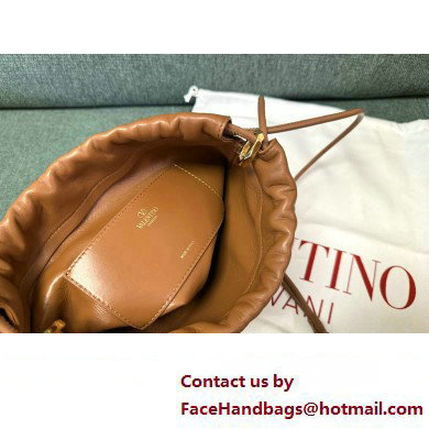 Valentino Vlogo Pouf Nappa Leather Mini Bucket Bag Brown 2024