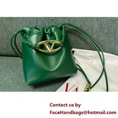 Valentino Vlogo Pouf Nappa Leather Mini Bucket Bag Green 2024