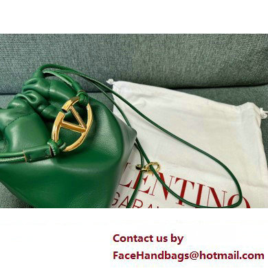 Valentino Vlogo Pouf Nappa Leather Mini Bucket Bag Green 2024