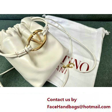 Valentino Vlogo Pouf Nappa Leather Mini Bucket Bag White 2024