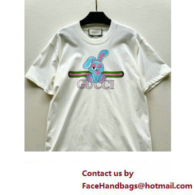 gucci Cotton jersey printed T-shirt off white 776596 2024