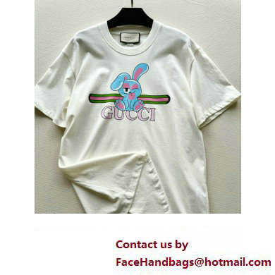 gucci Cotton jersey printed T-shirt off white 776596 2024