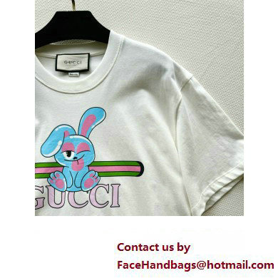 gucci Cotton jersey printed T-shirt off white 776596 2024