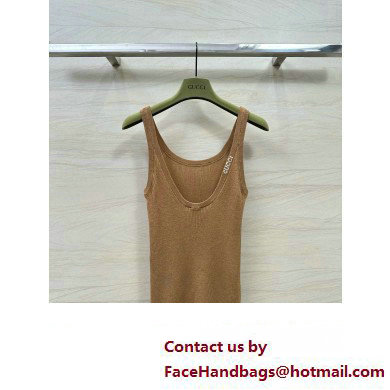 gucci Fine rib cashmere and silk tank top brown 2024