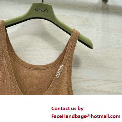 gucci Fine rib cashmere and silk tank top brown 2024