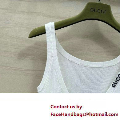 gucci Fine rib cashmere and silk tank top white 2024 - Click Image to Close