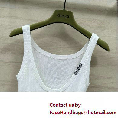 gucci Fine rib cashmere and silk tank top white 2024