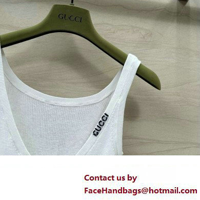 gucci Fine rib cashmere and silk tank top white 2024