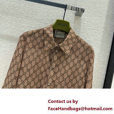 gucci GG damier print silk shirt 2024