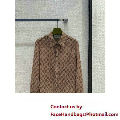 gucci GG damier print silk shirt 2024