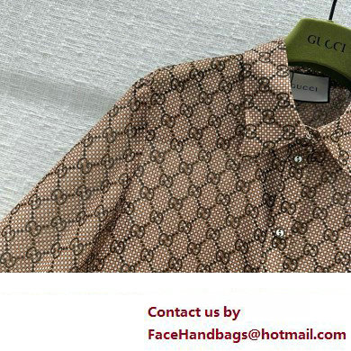 gucci GG damier print silk shirt 2024