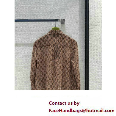 gucci GG damier print silk shirt 2024