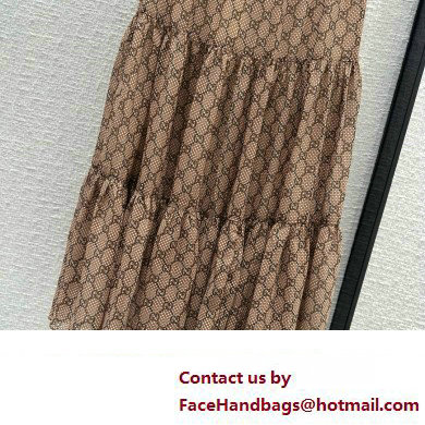 gucci GG damier print silk skirt 2024