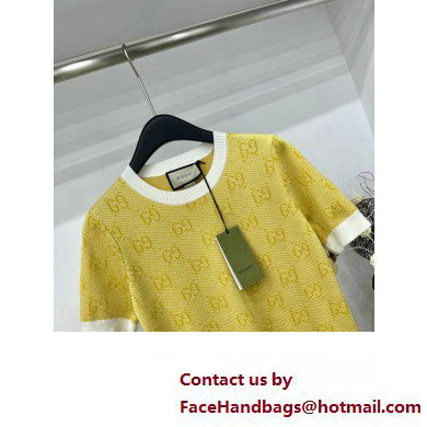 gucci GG wool jacquard dress yellow 773633 2024