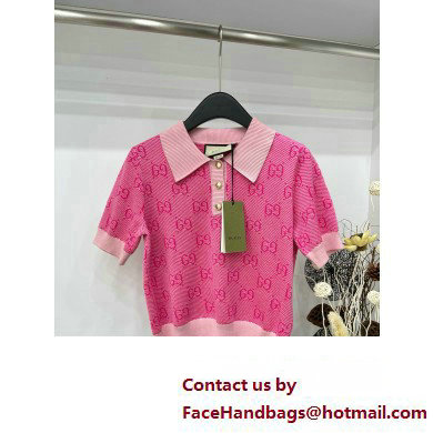 gucci GG wool jacquard polo 773631 pink 2024