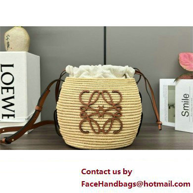 loewe Beehive Basket bag in raffia and calfskin Natural/Tan 2024 - Click Image to Close