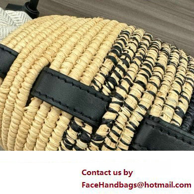 loewe Beehive Basket bag in raffia and calfskin Natural/black 2024