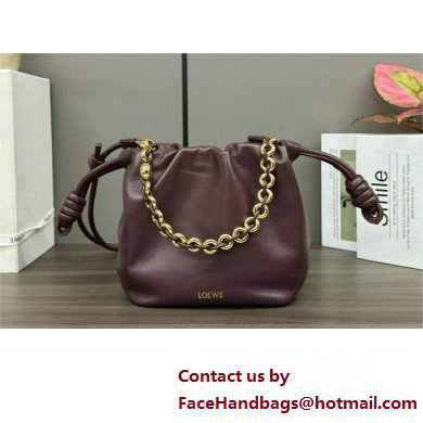 loewe Mini flamenco purse bag in mellow nappa lambskin dark burgundy 2024