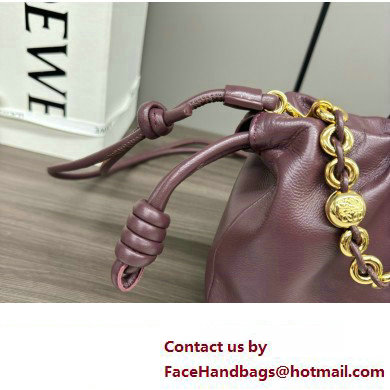 loewe Mini flamenco purse bag in mellow nappa lambskin dark burgundy 2024