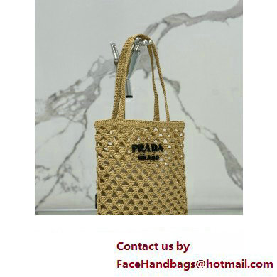 prada Woven fabric crochet tote bag 1BG493 BEIGE 2024