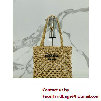 prada Woven fabric crochet tote bag 1BG493 BEIGE 2024