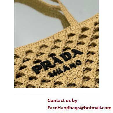 prada Woven fabric crochet tote bag 1BG493 BEIGE 2024