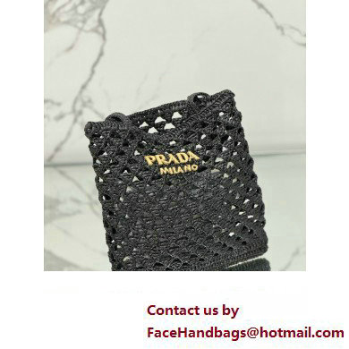 prada Woven fabric crochet tote bag 1BG493 BLACK 2024