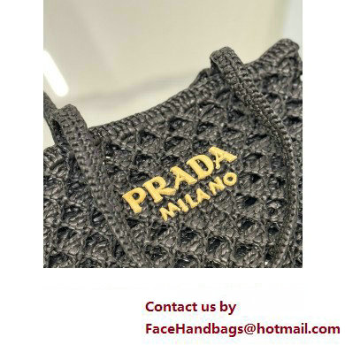 prada Woven fabric crochet tote bag 1BG493 BLACK 2024