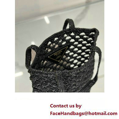 prada Woven fabric crochet tote bag 1BG493 BLACK 2024