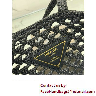 prada Woven fabric crochet tote bag 1BG493 BLACK 2024