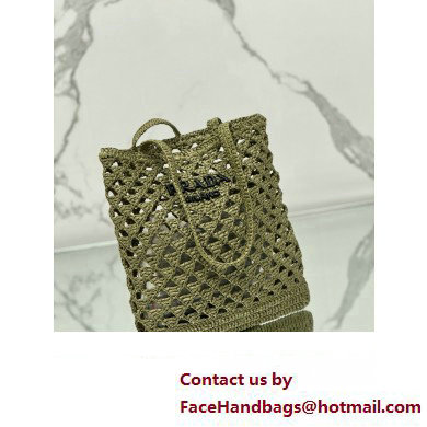 prada Woven fabric crochet tote bag 1BG493 OLIVE GREEN 2024