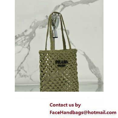 prada Woven fabric crochet tote bag 1BG493 OLIVE GREEN 2024