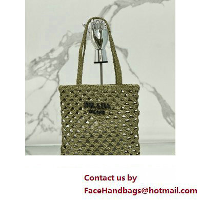 prada Woven fabric crochet tote bag 1BG493 OLIVE GREEN 2024