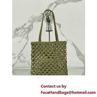 prada Woven fabric crochet tote bag 1BG493 OLIVE GREEN 2024