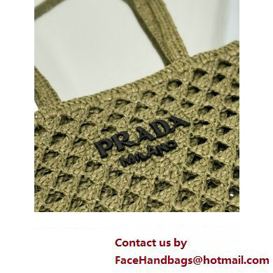 prada Woven fabric crochet tote bag 1BG493 OLIVE GREEN 2024