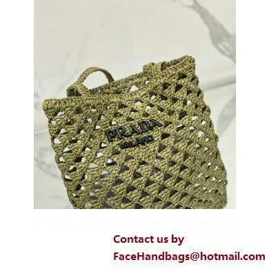 prada Woven fabric crochet tote bag 1BG493 OLIVE GREEN 2024