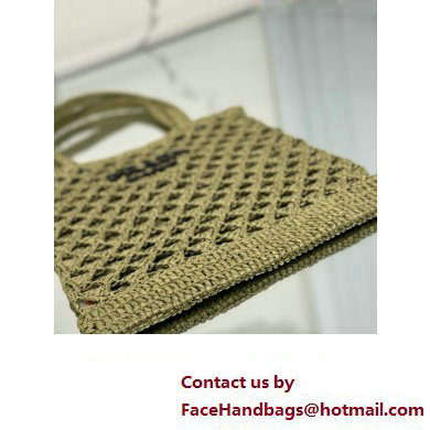 prada Woven fabric crochet tote bag 1BG493 OLIVE GREEN 2024