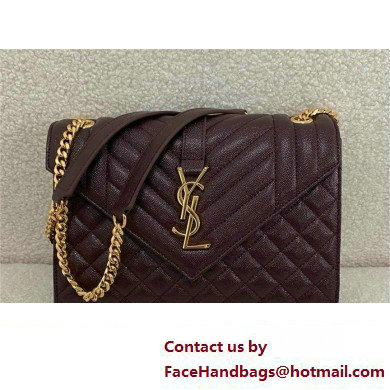 saint laurent envelope medium in quilted grain de poudre embossed leather BURGUNDY 2024(original quality)