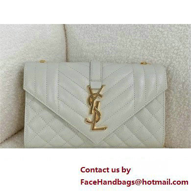 saint laurent envelope small in quilted grain de poudre embossed leather BLANC VINTAGE 2024(original quality)