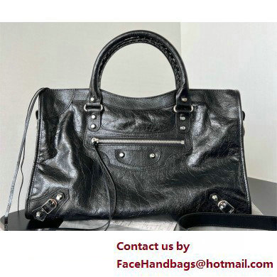 Balenciaga Le City Small leather shoulder bag black 2025