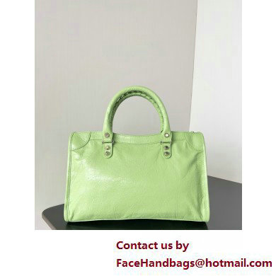 Balenciaga Le City Small leather shoulder bag green 2025